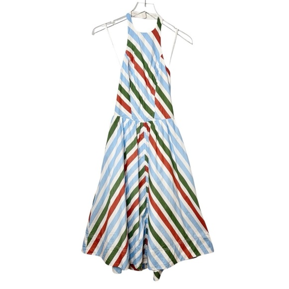 Anthropologie MAEVE Halter Striped Full Skirt Cotton Women’s Midi Dress Sz XS - Picture 3 of 15